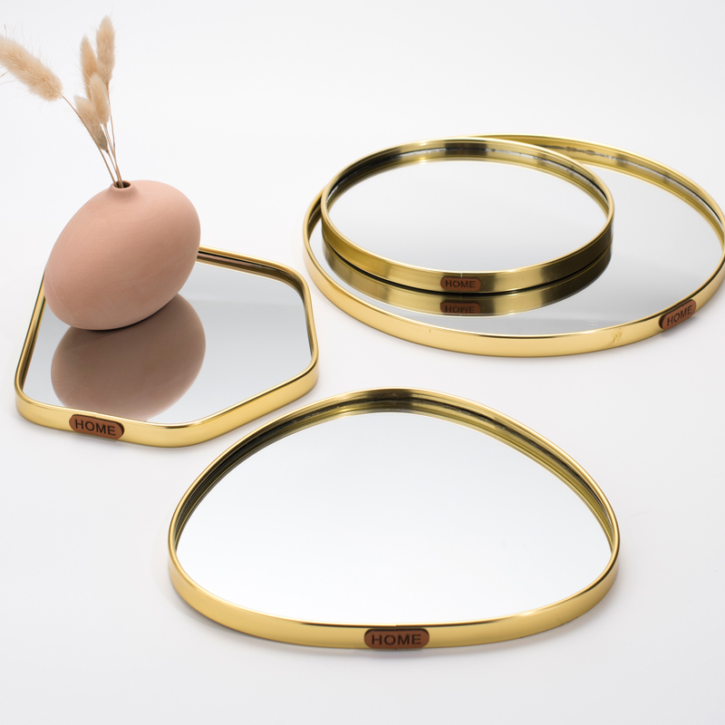 Home Fragrance Luxury - Plateau miroir doré, organisateur de bijoux/affichage