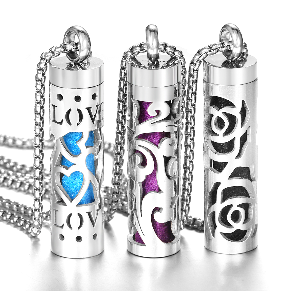 Diffuser Necklace Locket - Collier diffuseur d'aromathérapie, motif d'amour, médaillon
