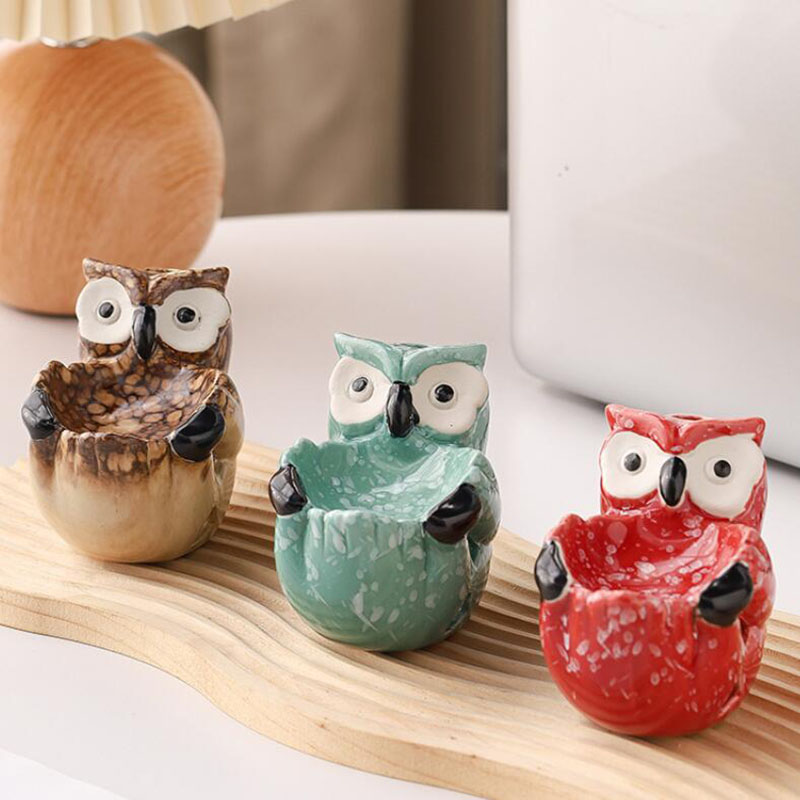 Home Fragrance Oil Burner - Brûleur d'aromathérapie hibou creux en céramique,