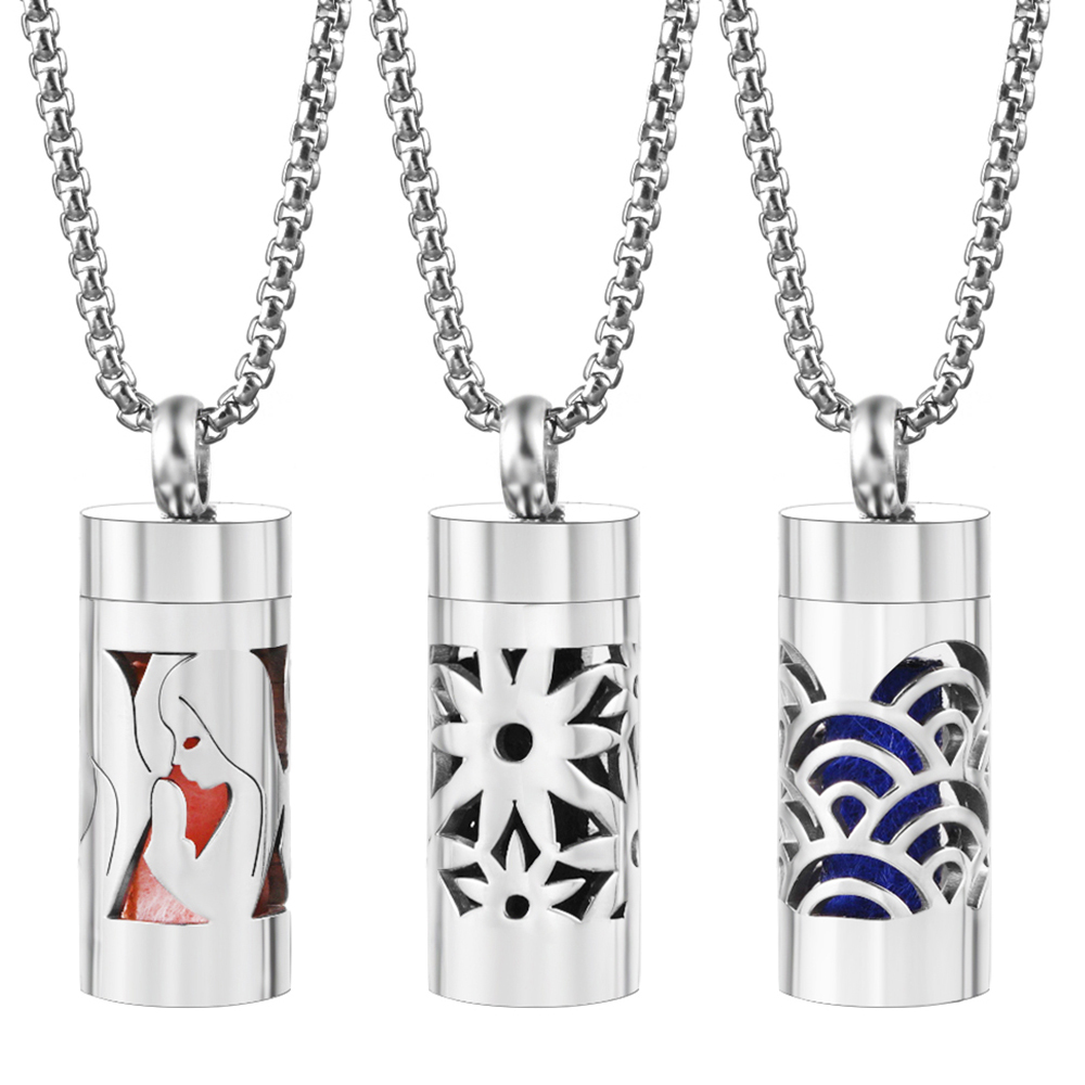 Diffuser Necklace Locket - Bijoux d'aromathérapie en acier inoxydable, pendentif